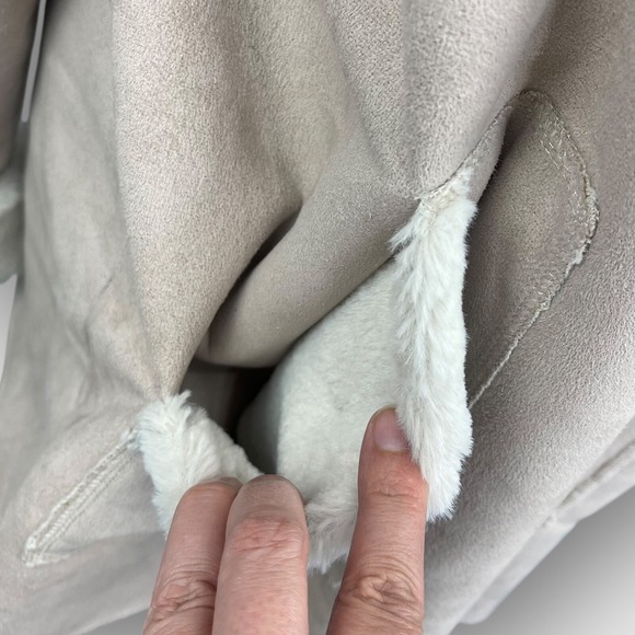 Signature Collection Fur Lined Faux Suede Jacket Tan Large Winter - Picture 7 of 11